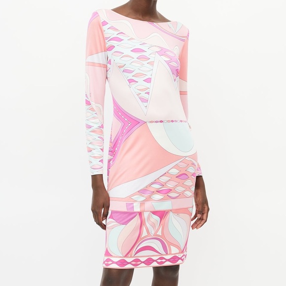Emilio Pucci Dresses & Skirts - Emilio Pucci Firenze Long Sleeve Midi Dress Knee Length As Is Sz 4 Silk
